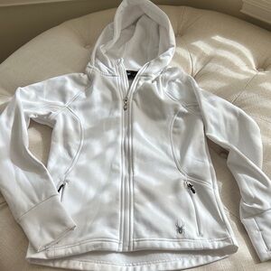 White Hooded Jacket with Logo spider